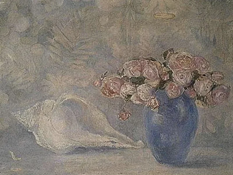 1872-Henriette Bosché - Natura morta con fiori e conchiglia
